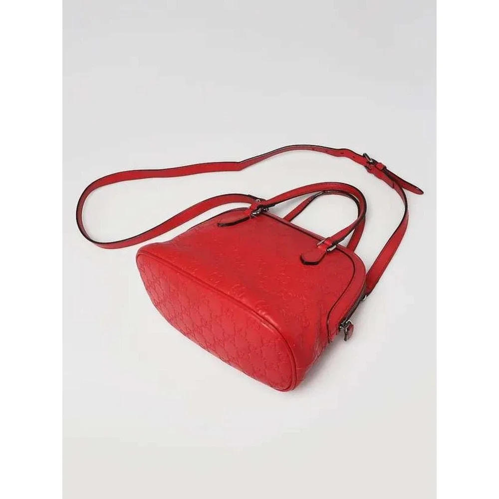 Gucci Guccissima Red Leather Dome Satchel Crossbody‎ Bag 341504 493075